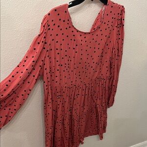 Jolt Coral Polka Dot Long Sleeve Dress
